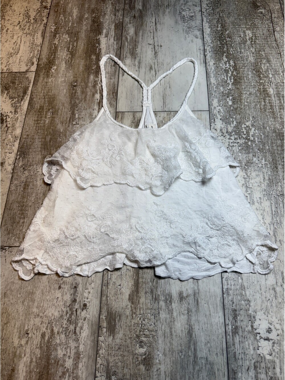 Abercrombie & Fitch Womens S White Lace Ruffle Cami Y2K